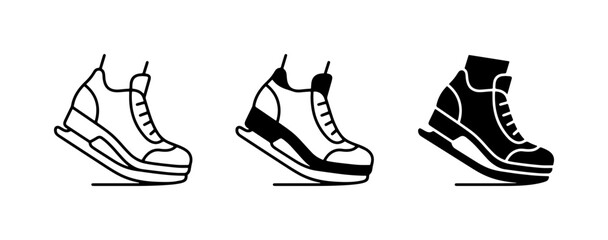 Obraz premium Skate Shoes Icons, Ice Skates Vector Set, Winter Sports Footwear Graphics