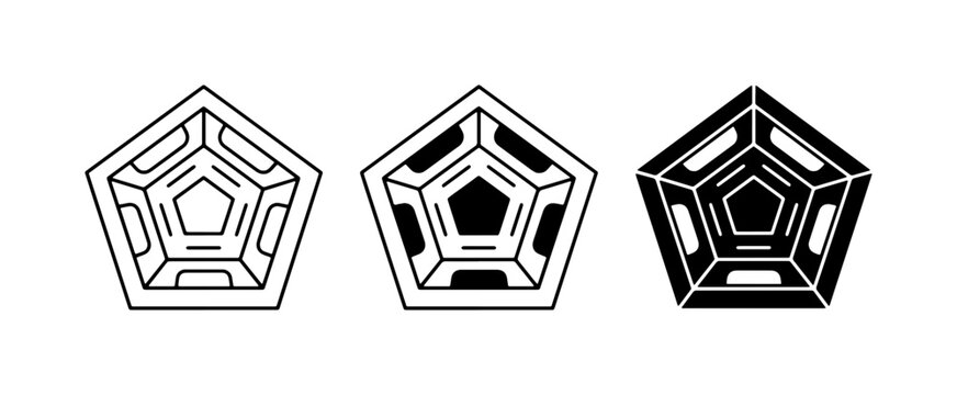 Geometric Pentagon Icons, Abstract Shapes, Minimalist Design Elements, Vector Art