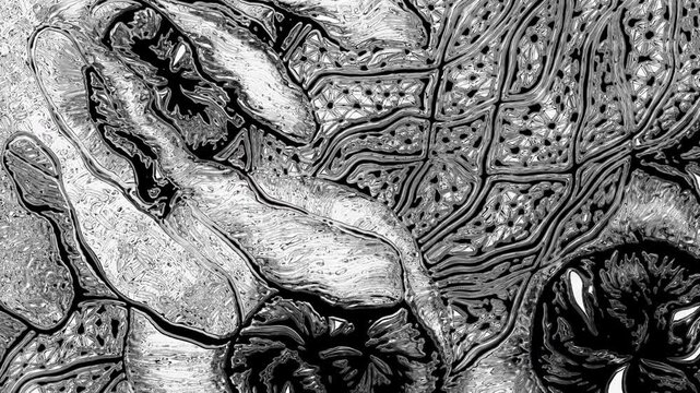 Black and white abstract organic matter animation background