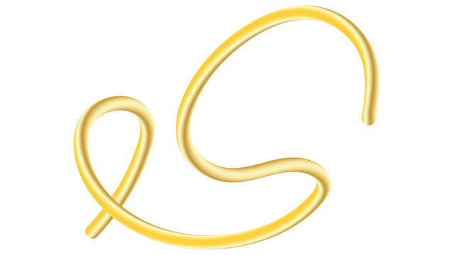 Golden cursive letter S vector, elegant metallic gold wire alphabet element, luxury script calligraphy initial for logo design and branding