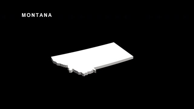 Montana state us map rotating in 3d animation