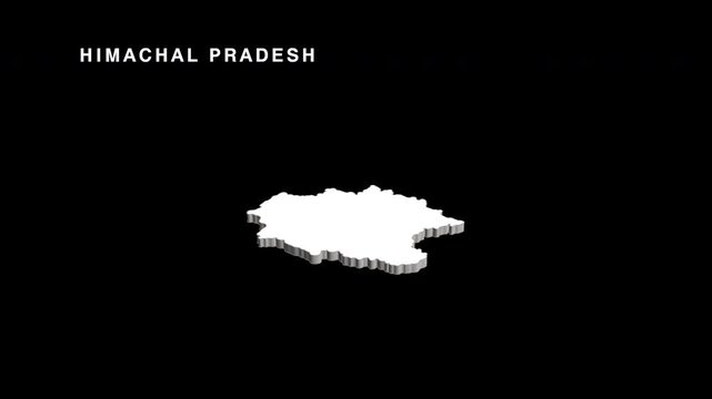 Himachal pradesh india state map animation on black background