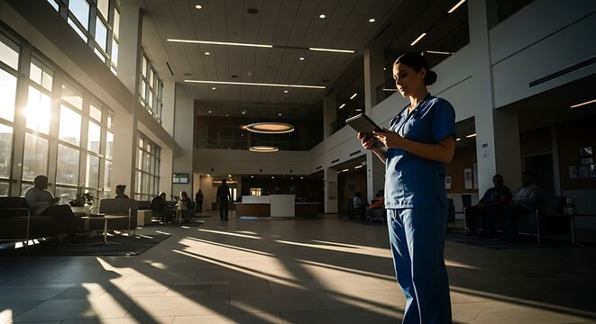 Nurse with Tablet in Hospital