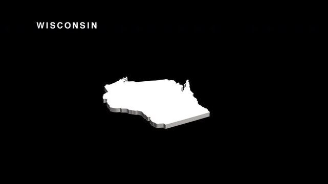 Wisconsin state map animation on black background