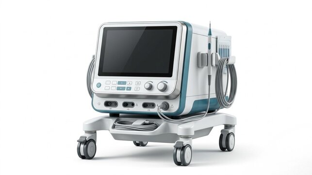 Professional Electrocautery Machine Electrosurgical Generator Isolated on White Background
