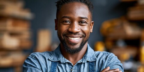 Fototapeta premium Confident portrait of a happy young african man