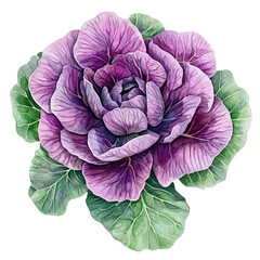 Obraz premium Brassica Flower, watercolor illustration, vector, isolated on a white background.