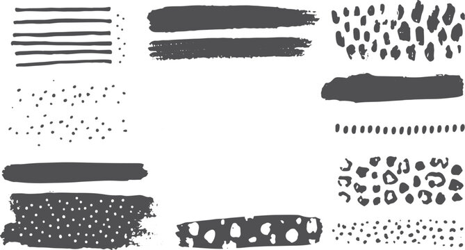 Abstract black brush stroke pattern collection