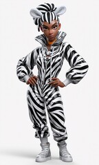 Naklejka premium Zebra style portrait of a fashionable young woman