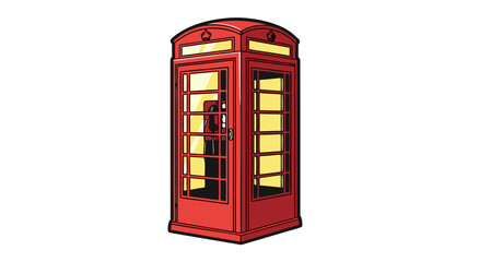 Iconic red British telephone booth vector illustration, a classic symbol of London and United Kingdom communication, perfect for travel and city themes © Purnomo