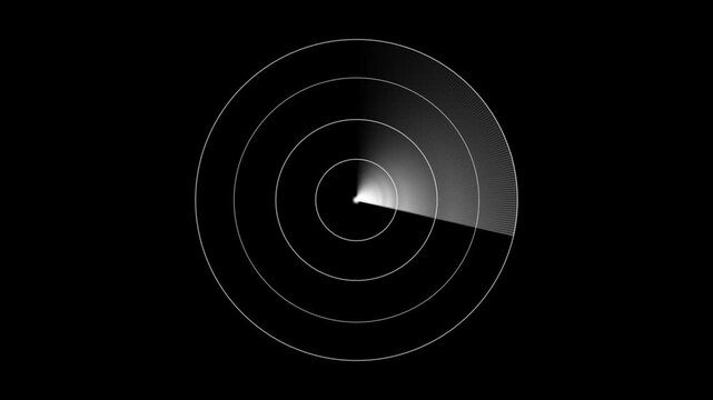 Digital radar screen scanning motion with blip detection, minimalist hud overlay sonar Radar loop with Alpha Matte, Digital white radar with targets on monitor in searching. Air search