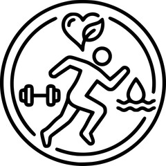 Obraz premium Person Running with Fitness Icons.