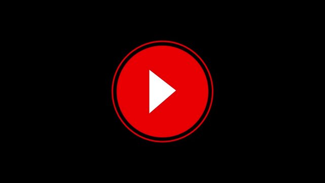 Video player button icon animation, music play button animation.