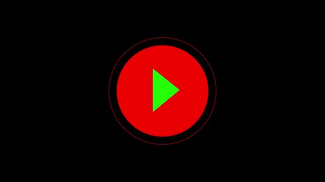 Video player button icon animation, music play button animation.