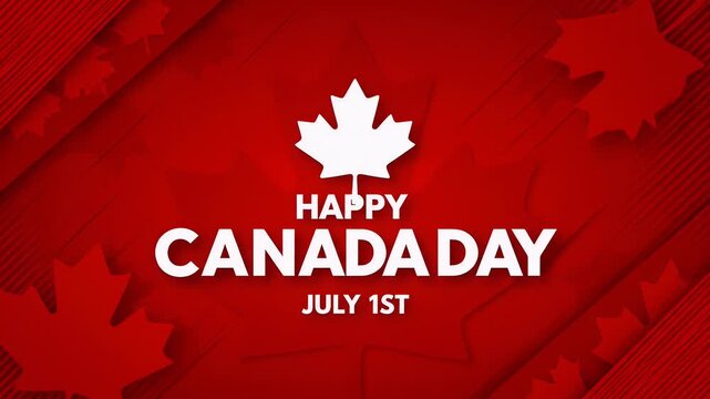 Happy canada day celebration with a white maple leaf and red background for july 1st