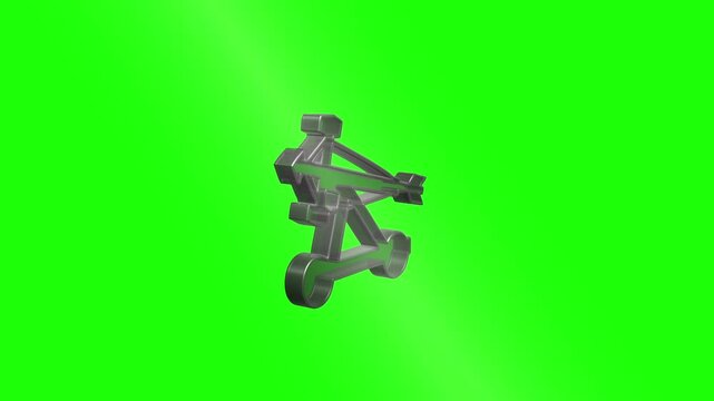 Medieval ballista catapult weapon animation on green screen