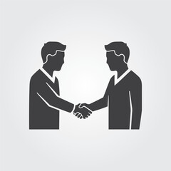 Fototapeta premium Two businessmen shaking hands, professional agreement or partnership icon, vector illustration of a business deal editable vector file