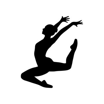 Gymnast Silhouette Vector Clipart - Female Rhythmic Gymnastics Dancer Graphic for image_1c9713.png