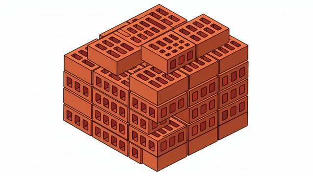 Stack of Red Bricks for Construction Projects.