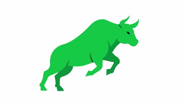 Bull market growth symbol representing financial optimism and upward investment momentum, vector flat 2d illustration isolated on transparent background with alpha channel