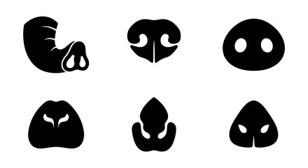 Diverse Pig Snout Icons, Farm Animal Nose Silhouettes, Swine Facial Features Collection, Livestock Graphic Elements © Delwar