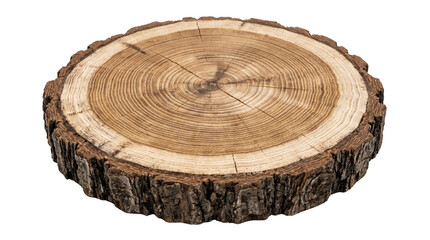 Tree Trunk Cross-Section with Visible Growth Rings and Bark Edge, Natural Wood Slice for Dendrochronology, Crafting, or Decorative Use © ADOBENEX