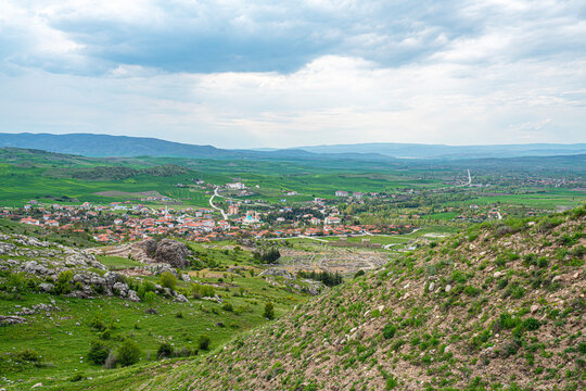 Scenic views of the archaeological remains and monumental stone walls of Hattuşa (Hattusha),  located in Boğazkale, &Ccedil;orum, this sprawling site was the fortified capital city of the Hittite Empire duri