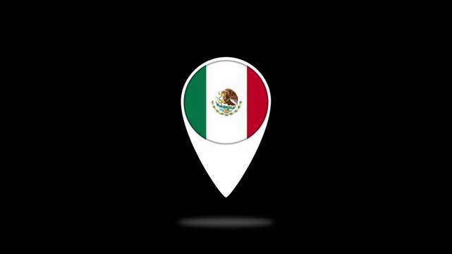 Mexican flag bouncing map pin location marker