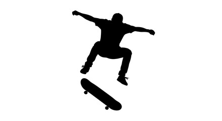Skateboarder, skateboard tricks, black silhouette, action sports, extreme sports © Mahu