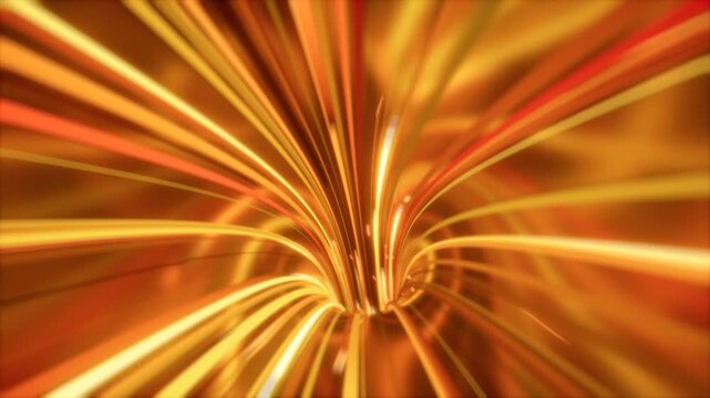 Golden light swirl abstract background with glowing spiral motion, looped video