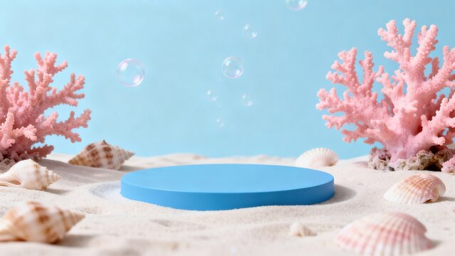 Underwater scene with coral and shells