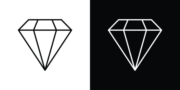 Diamond icon in editable outlined, Vector EPS10