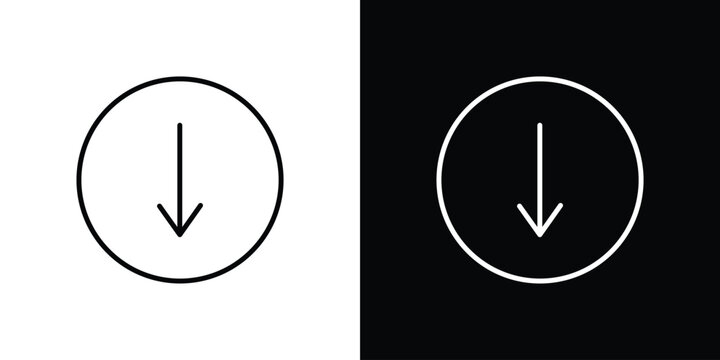 Download button icon in editable outlined, Vector EPS10