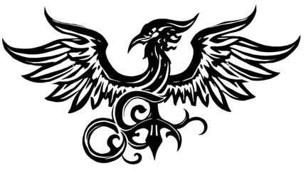 Fototapeta premium Phoenix Mythical Bird Line Art Illustration for Spiritual and Fantasy Design Projects