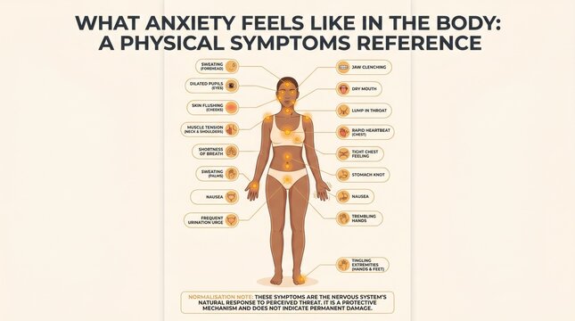 Physical symptoms of anxiety body reference poster for anxiety management tips