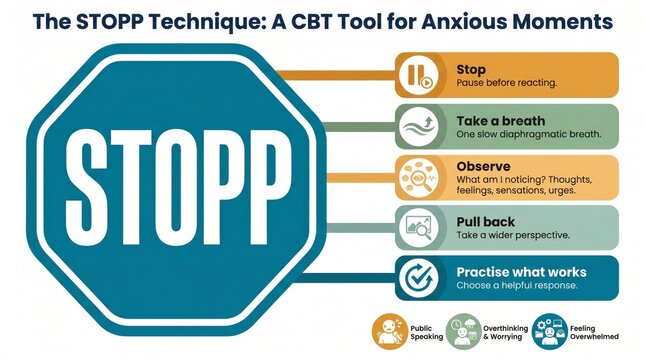 STOPP technique CBT anxiety management tips for anxious moments