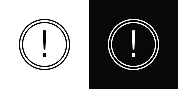 Exclamation button icon in editable outlined, Vector EPS10