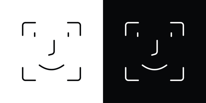 Face id icon in editable outlined, Vector EPS10