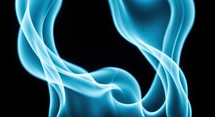Abstract blue glowing wisps of smoke on black background.