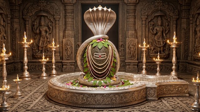 Silver Naga Ornament Mahakal Shivling Darshan