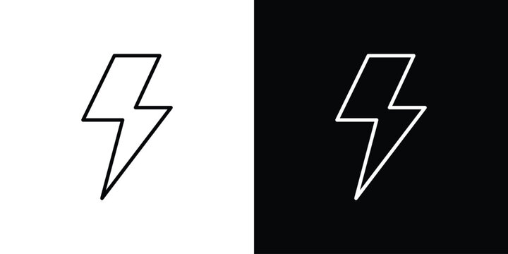 Flash icon in editable outlined, Vector EPS10