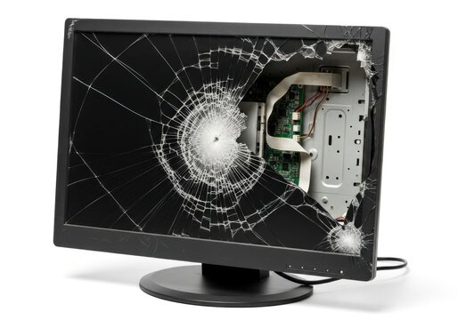 Broken screen computer monitor damage.