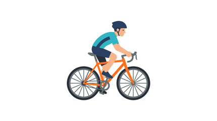 Naklejka premium Man Riding Orange Bicycle Outdoors.