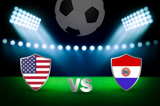 3D rendering of the stadium for the USA Vs Paraguay football match championship template for banner and poster