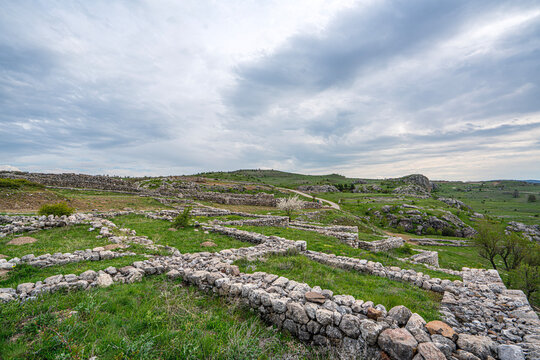 Scenic views of the archaeological remains and monumental stone walls of Hattuşa (Hattusha),  located in Boğazkale, &Ccedil;orum, this sprawling site was the fortified capital city of the Hittite Empire duri
