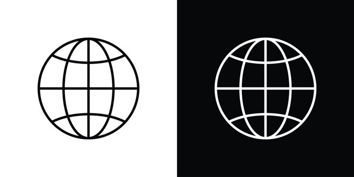 Globe icon in editable outlined, Vector EPS10