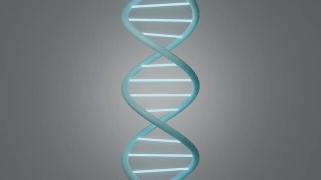 Abstract 3D DNA helix loop rotating on light background. Medical science background. Seamless biotechnology animation with subsurface scattering lines.