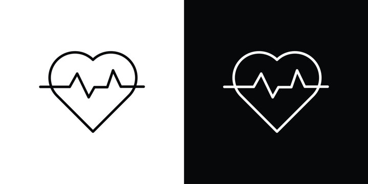 Heartbeat icon in editable outlined, Vector EPS10