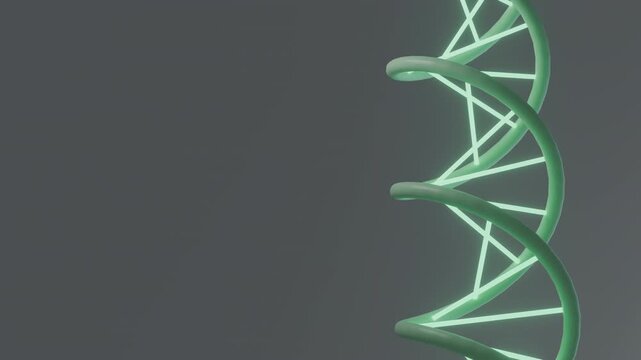 Abstract 3D DNA strand rotating with copy space on light background. Generic medical science loop. Biotechnology backdrop with subsurface scattering 4K.