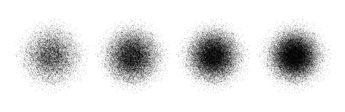 Set of grainy dust spray gradients with scattered particle texture effects.